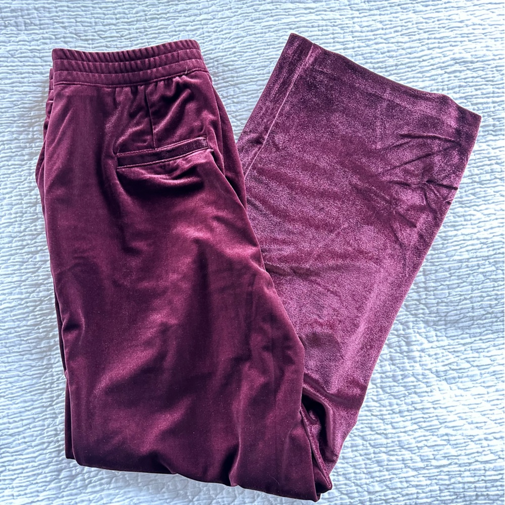 NEW BlankNYC Velvet Wide Leg Pant 30” Inseam Wine {M}